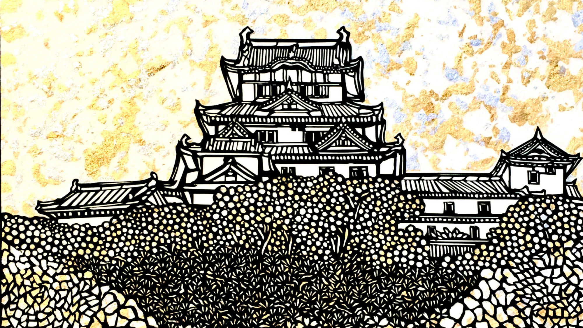 お城 姫路城の切り絵です 切り絵 切り絵作家千鶴のブログ